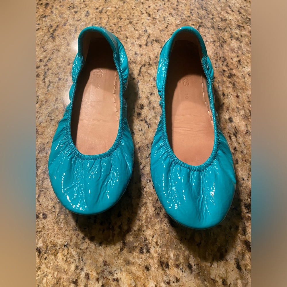 Blue Patent Tieks
